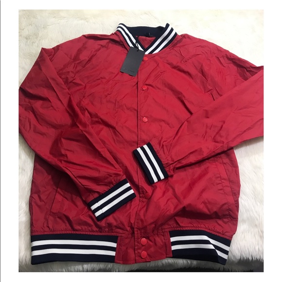 Five Four Nylon Red Varsity Jacket Size 